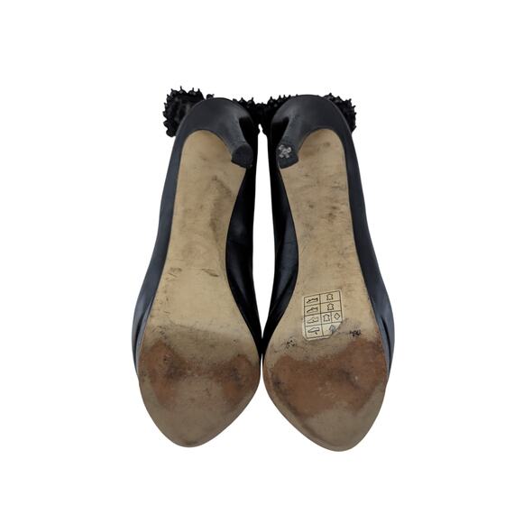 MICHAEL KORS! JET BLACK GENUINE LEATHER PLATFORM JEWELED HEEL PUMPS! SZ 9.5M - Picture 10 of 12